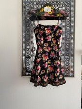 New Women's Alice+Olivia Ginny Godet Gorgeous Floral Mini Dress Multi 12