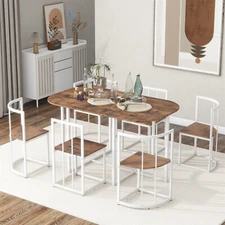 7 Piece Dining Set Table & 6 Chair Home Kitchen Room Breakfast Furniture