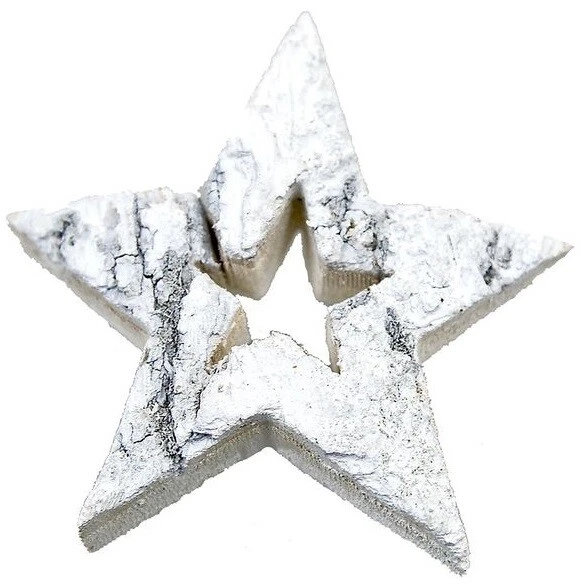 RILOSTORE 4 Stk Reliefsterne 9cm weiß Holzsterne Birke Deko Sterne Holz Weihnachtsdeko