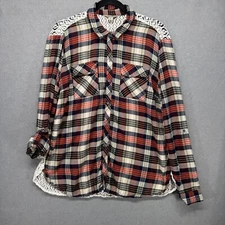 Lucky Brand Shirt Women Size L Crochet Open Back Top Coastal Cowgirl Mixed Media