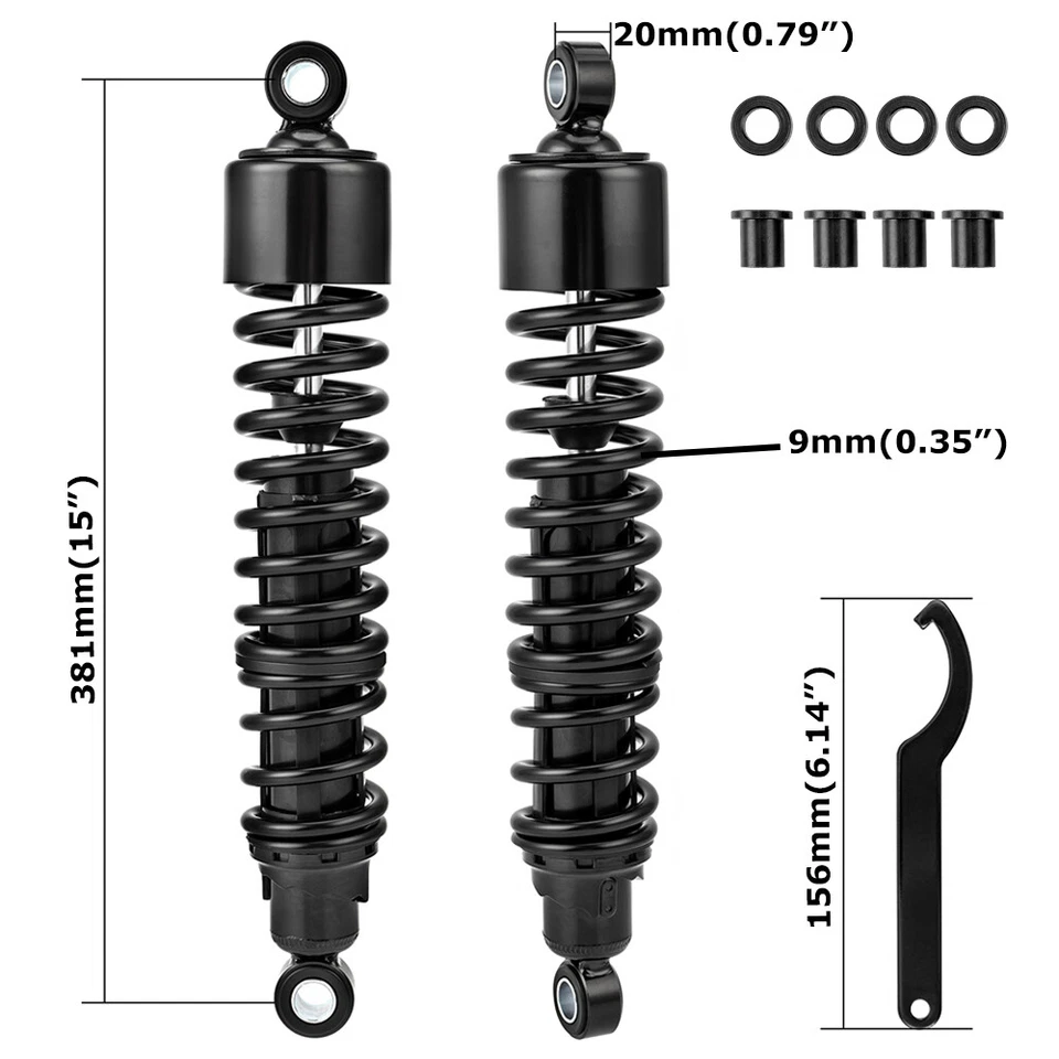15" Adjustable Rear Shocks Absorbers For Suzuki RE5 1975 1976 RM125 1977 1978 — 第 2/4 张图片