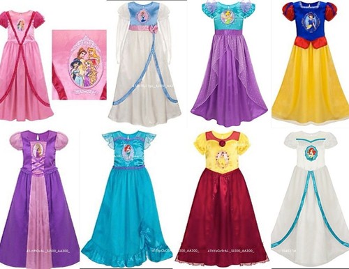 Maillot de nuit de luxe Disney All Princess soyeux fantaisie robe robe U choix - Photo 1 sur 15