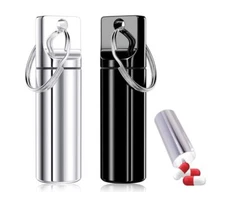 Keychain Pill Holder (2 Pack) – Large Capacity Waterproof Travel Pill Organiz...