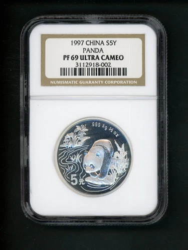 China PRC People's Republic 1997 Silver 5Y Yuan Panda NGC PF 69 ULTRA CAMEO