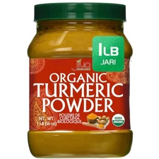 Organic Turmeric Powder 1 Pound Jar By Jiva Organics - 100% Raw With C