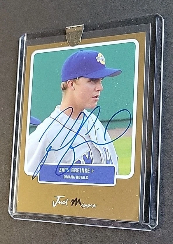 Zack Greinke 2004 Just Minors Gold Edition automático #/50 Prospects #35 sellado y raro Foto 3 de 4