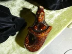 19thC Rockingham Treacle Glaze MERMAID Spirit Flask Bottle