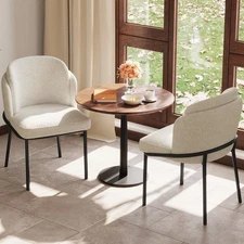 Dining Chair Set of 2 Modern Upholstered Dining Chairs with Metal Legs Beige