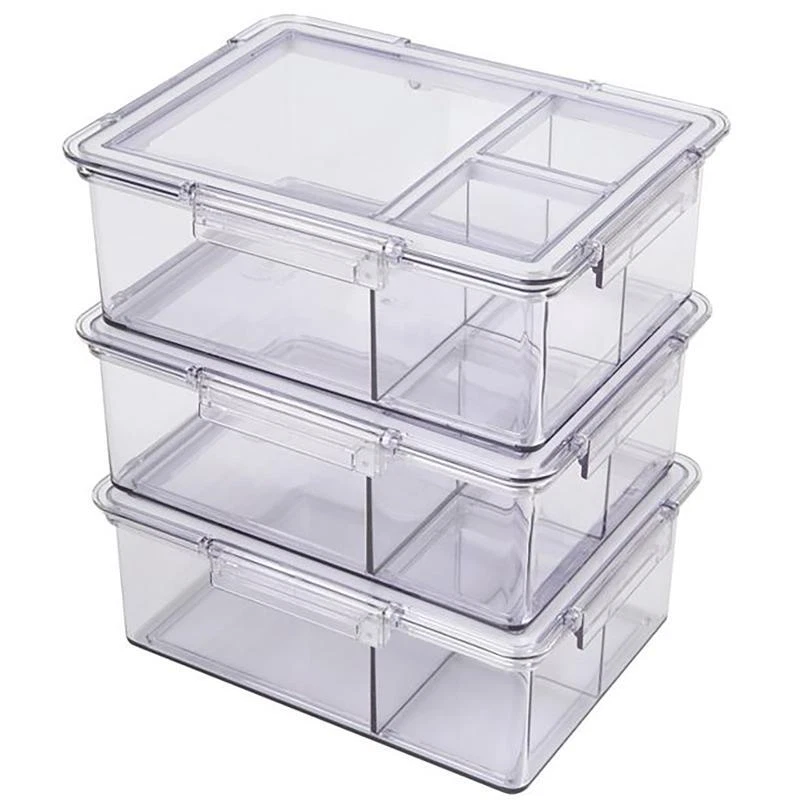Airtight Bento Box Set Clear Food Storage Containers 3 Pack Microwave Safe New
