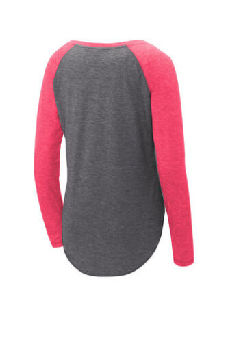 Sport-Tek LST400LS Ladies Tri-Blend Wicking Scoop Neck Raglan Soft T-Shirt Tee - Picture 5 of 16