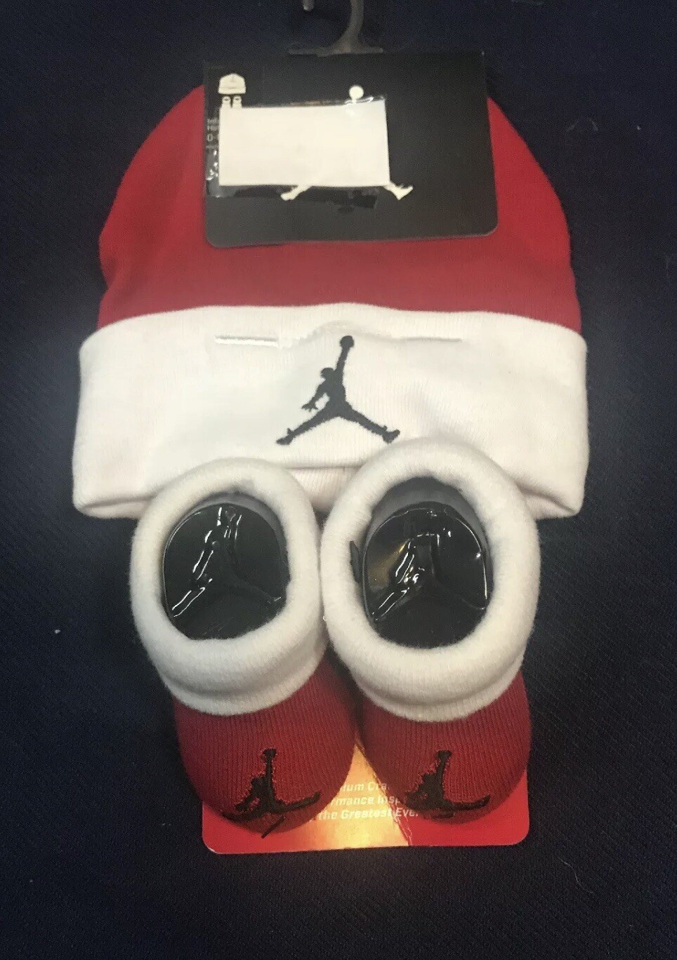 Nike Air Jordan Crib Booties Socks Beanie Hat Set Newborn Baby Boy Girl
