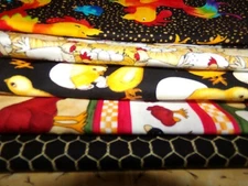 ROOSTER chicken cow FARM Cotton quilt FABRIC U-Pick SEE INFO 1/2 yd BTHY