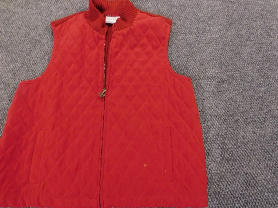 Alfred Dunner Womens Vest 14P Petites Red Full Zip Designer stretch classic - Image 3 of 4