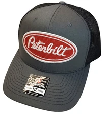 Peterbilt Red Patch on  Richardson 112 Trucker Hat Snapback Charcoal/Black