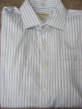 Mens Blue Striped TOMMY BAHAMA Dress Shirt 17-34/35 XL