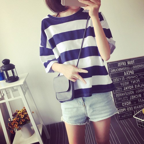 HOT!! Korean Fashion Womens Short Sleeve Loose Blouse Casual Summer Tops T-Shirt - Picture 6 of 20