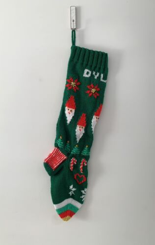 Vintage Handmade Knit Christmas Stocking "Dylan" Personalized HUGE 34" Long