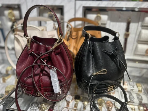 MICHAEL KORS REED LEATHER MEDIUM BUCKET CROSSBODY SHOULDER MK BAG HANDBAG PURSE