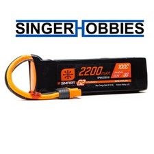 Spektrum SPMX223S100 11.1V 2200mAh 3S 100C Smart G2 LiPo Battery: IC3 HH