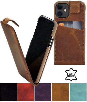 iPhone 11 6.1 Zoll Hülle Tasche Flip Style Echt Leder Schutz Cover Klapp Case