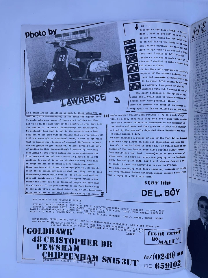 Tailor Made #1 UK Mod Magazine 1991 Del Boy In Crowd The Threads 7” Flexi Disc - Image 3 of 4