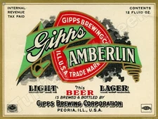 Gipps Amberlin Light Lager Beer Label 9" x 12" Metal Sign