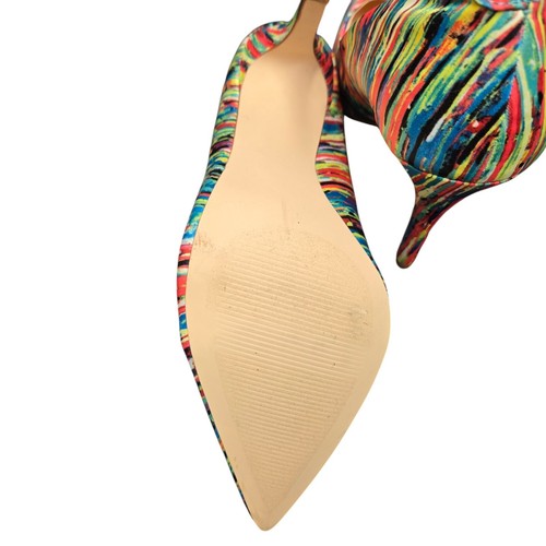 Prabal Gurung Target Multi-Colored Striped Satin Stiletto 4” Heels Size 8.5 Nice - Picture 6 of 7