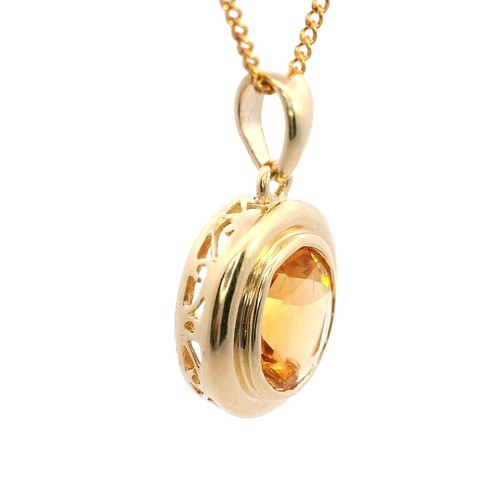Elegant 9ct Gold Pendant Oval Cut 1.75ct Citrine Bezel Set Timeless Jewellery - 第 7/21 張圖片
