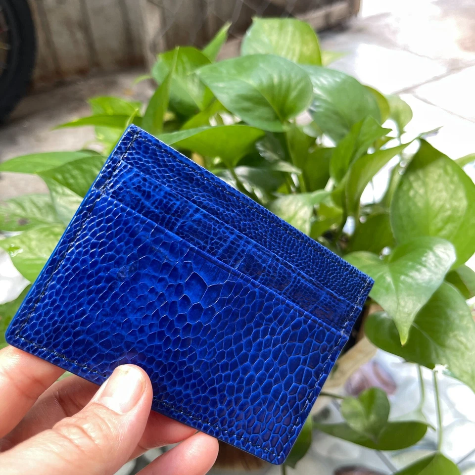 BLUE GENUINE OSTRICH LEATHER SKIN CREDIT CARD HOLDER/ WALLET CARD HOLDER FOR MEN - Image 4 of 4