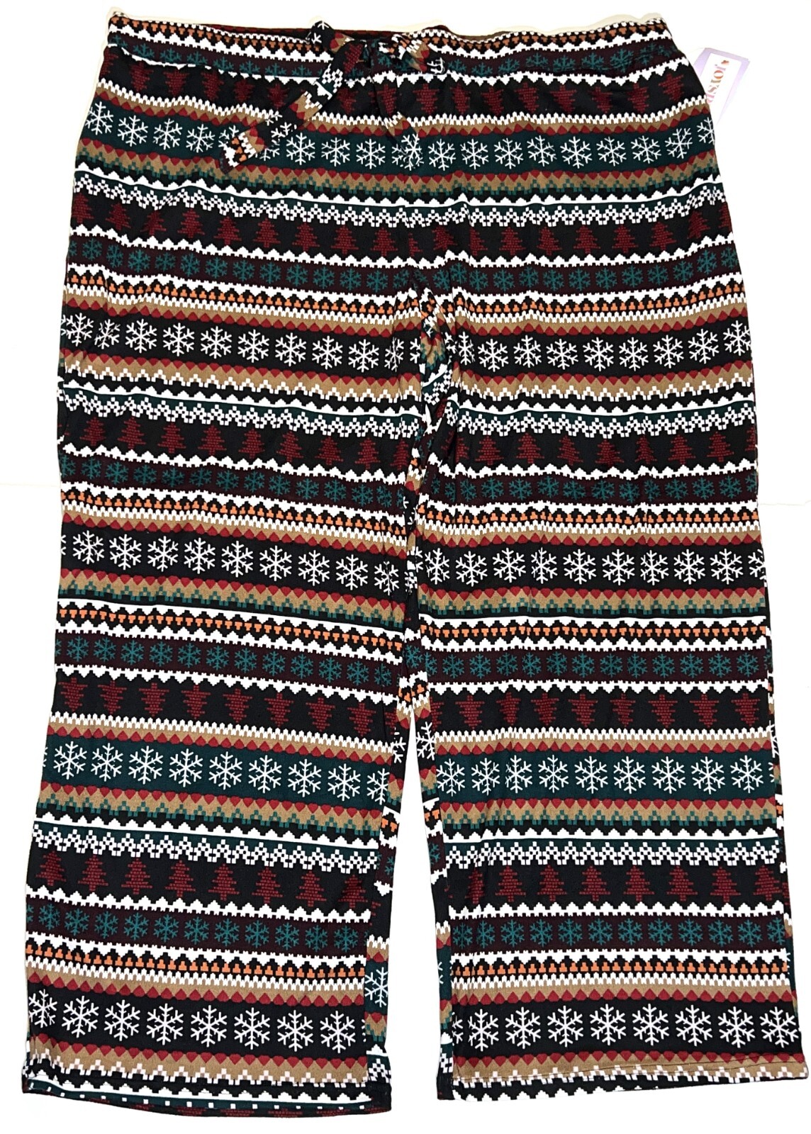 Joyspun Fairisle Snowflake Hacci Knit Wide Leg Pajama Pants Size S 4-6 New