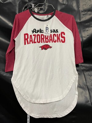 Pressbox Arkansas Razorbacks M 3/4 Sleeve TShirt new Crewneck Cotton Blend Women