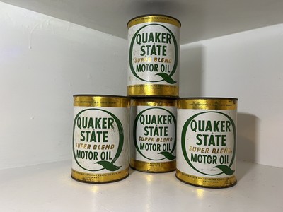 Set Of 4 - Vintage 1 Quart Quaker State ''Super Blend'' Motor Oil - Full Cans