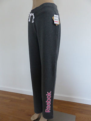 Reebok Womens Pants M Athletic Gray Straight Leg Medium Workout Jogging NWT $70