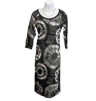 NEW T-Shirt Dress Size XS TIE DYE Black Gray Basic Knit Casual NWT Modest