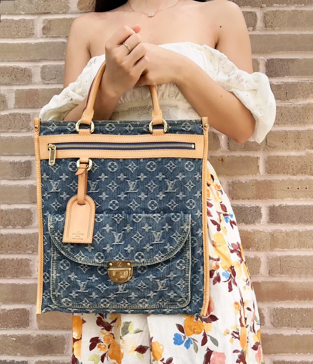 louis vuitton blue canvas bag