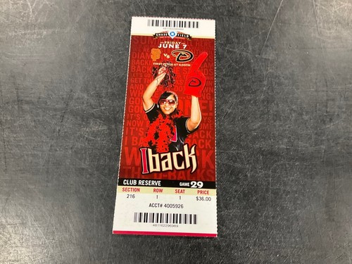 DIAMONDBACKS 2013 BIGLIETTO STUB 6/7/13-6/8/13 vs GIANTS - Foto 2 di 3