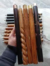 Set of 5 PCs 3 Fold Walker Wooden Walking Stick Cane For Head Handle Only Shaft