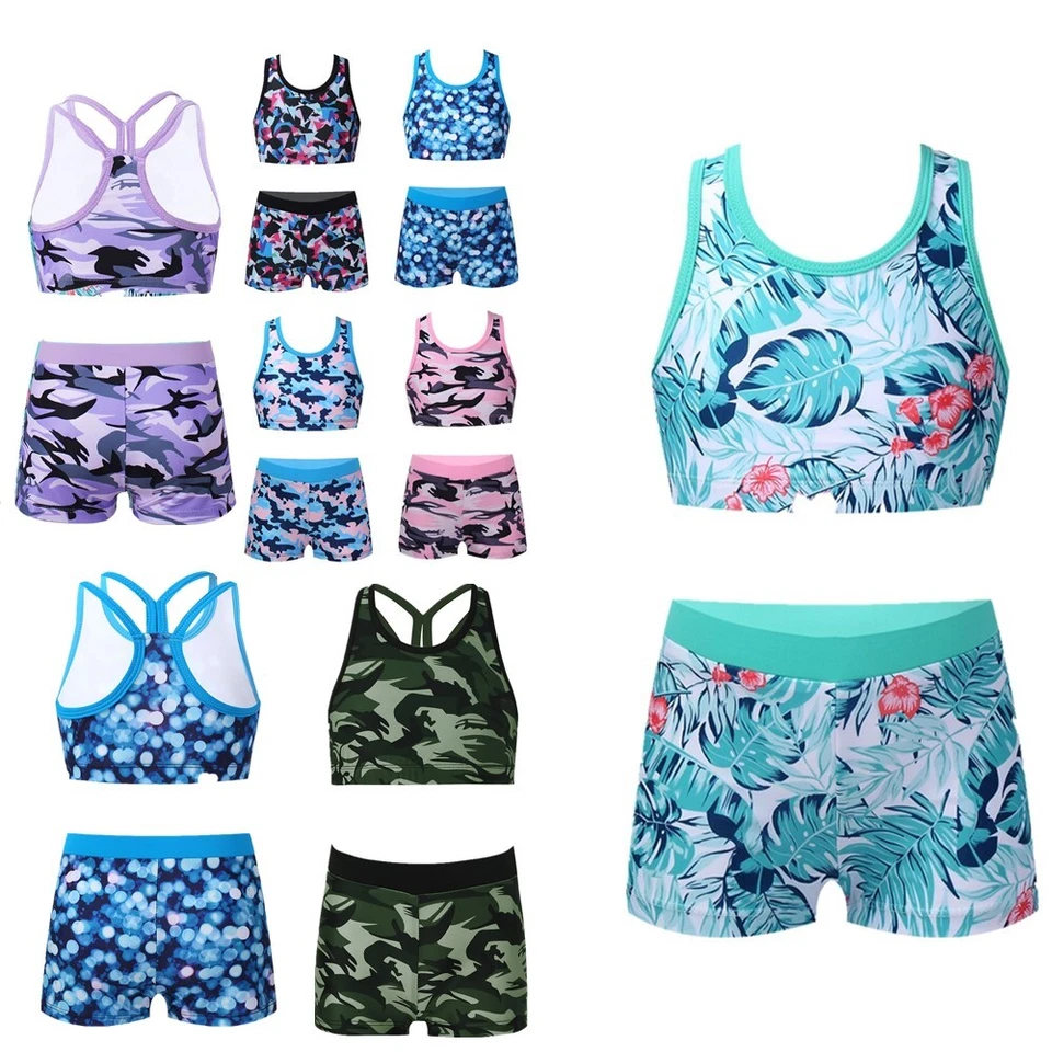 Niños Niñas Traje de Baño Activo Traje de Baño Playa Chaleco y Pantalones Cortos Práctica Atlético Foto 4 de 4