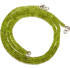 Natural Gem Olive Green Color Peridot Faceted 4 to 5.5MM Heishi Beads Necklace