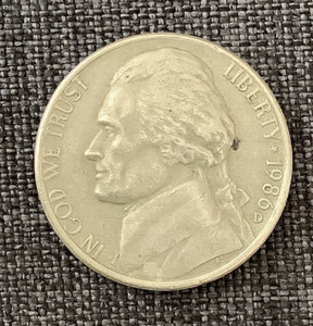 1986 D Jefferson Nickel 5 Cent you get the Exact Coin Pictured