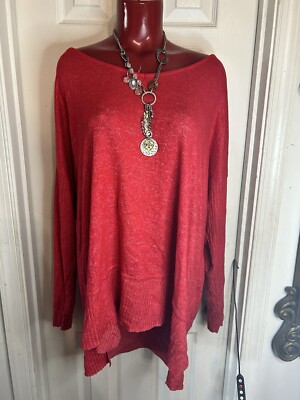 Per Se Plus Size Long Sleeve Knit Top Sweater Size 2X Red Speckle