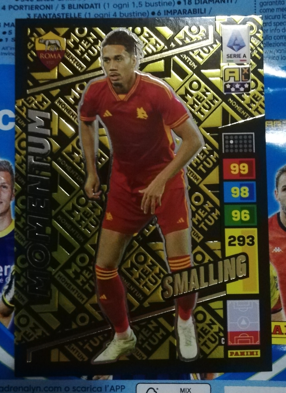 ADRENALYN XL 2023 24 calciatori panini rara card MOMENTUM Smalling Roma