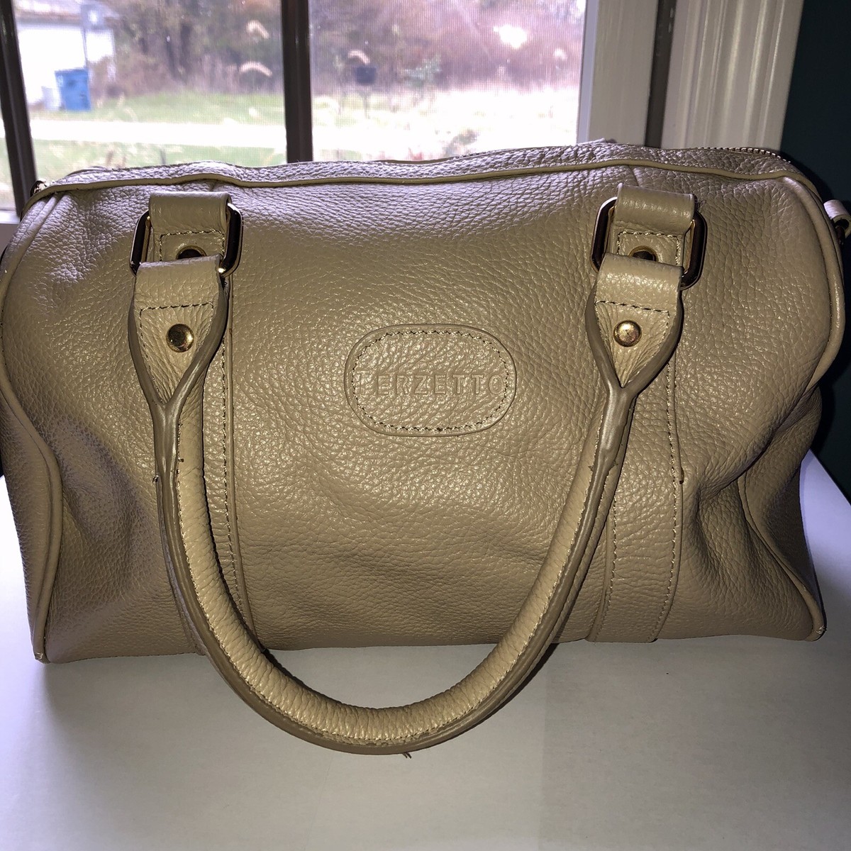 Terzetto Tan Leather Hand Bag Satchel