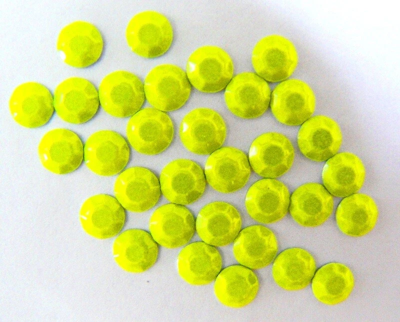 GIORGETTI STRASS BORCHIE SFACCETTATE 4mm 100pz Termoadesive PrimaQualità Giallo fluorescente
