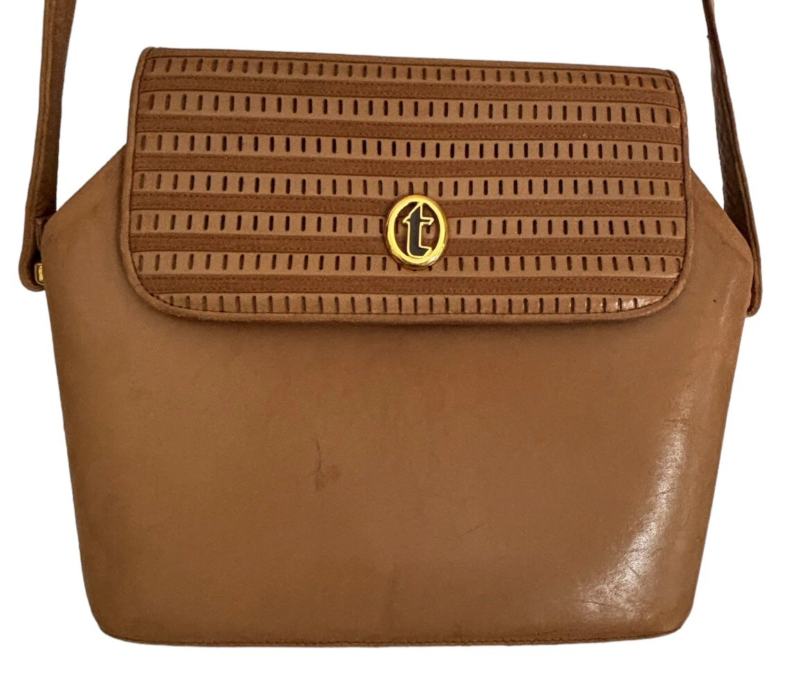 A. Testoni Bags A. Testoni Italian Luxury Crossbody Fold over Handbag Tan Clean
