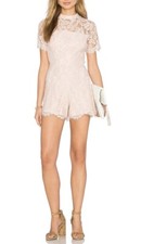 Alexis Women  s Delfine Romper NWT 495 Lace Open Back Blush Medium