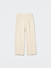 Uniqlo NWT womens wide leg pleated trousers beige XS