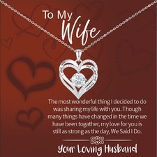 To My Wife Romantic Gift for Her Valentine's Day Birthday Present Heart Necklace