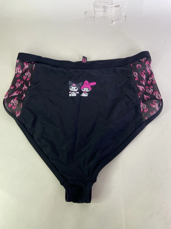 Calças de natação My Melody and Kuromi Flame pretas cintura alta femininas juniores grandes - Imagem 2 de 4