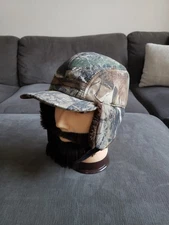 Insulated Camo Hunting Hat With Fold Down Ears Outdoor Cap - GREAT CLEAN COND! 